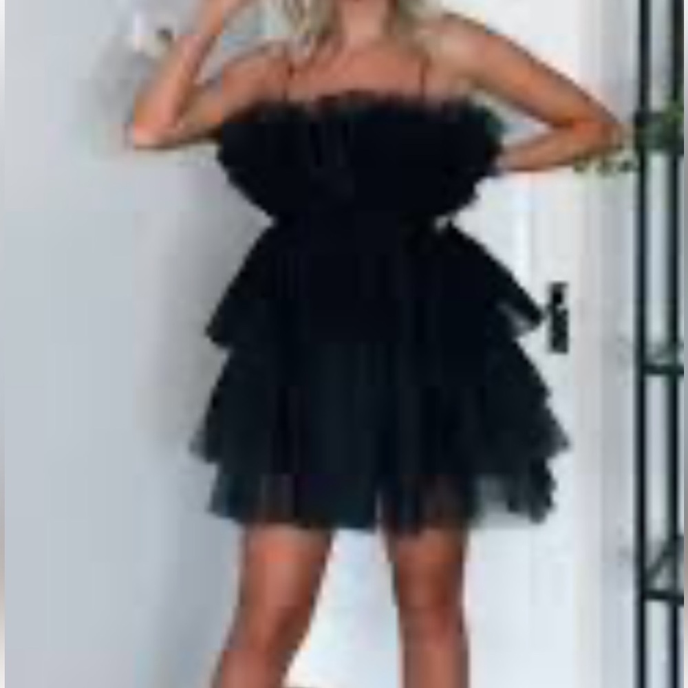 Zara Black Strapless Layered Dress
